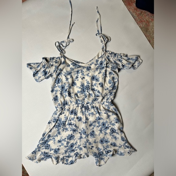 Moon River Blue Floral Romper - Picture 1 of 5